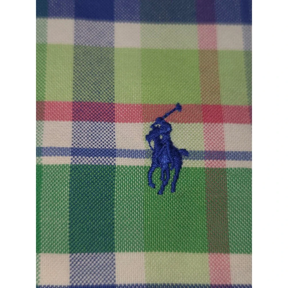 Ralph Lauren Shirt Mens M Classic Fit Plaid Short Sleeve Button Down Green Vtg